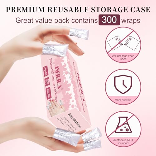 NXJ INFILILA 300 Pcs Gel Nail Polish Remover Foil Wraps with Cotton Pads