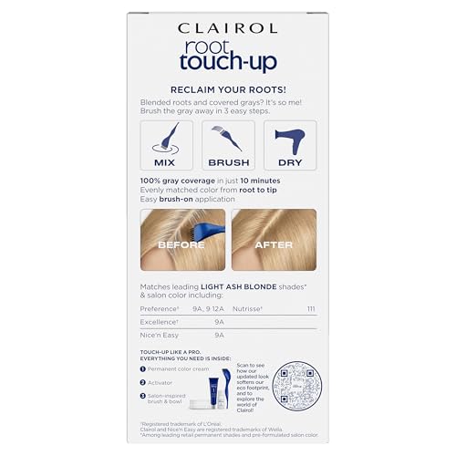 Clairol Root Touch Up Permanent Hair Dye 9A Light Ash Blonde Pack of 2