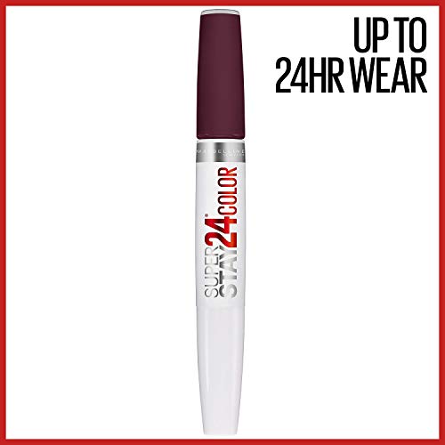 Maybelline Super Stay 24, 2-Step Liquid Lipstick Makeup, Long Lasting Highly Pigmented Color with Moisturizing Balm, Merlot Armour, Red, 1 Count