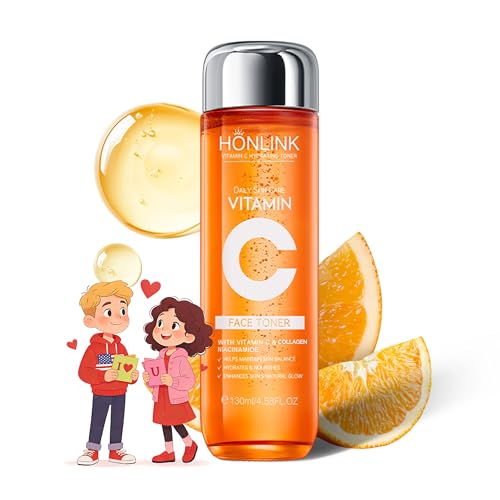 Vitamin C Face Toner 130ml, HONLINK 5X Vitamin C Complex with Niacinamide & Hyaluronic Acid, Hydrating & Balancing Toner for Daily Skincare, Valentine¡¯s Day Gift for Her