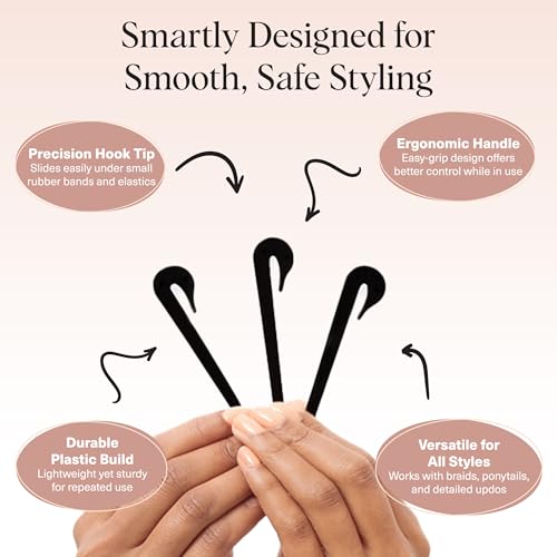 Kitsch No-Damage Elastic Hair Tie Cutter Tool Set, Black (3 Pack)