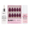 Glamnetic Press-On Nails - Merlot | Super Strong Brush On Nail Glue & Press-On Nail Remover | Matte Short Almond Dark Red Nails with Glossy French Tips | 15 Sizes - 30 Nail Kit with Glue and Remover
