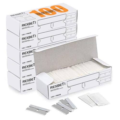 REXBETI 600PCS Single Edge Razor Blades, Industrial , Box Cutter Replacement Blades, Glass Scraper Blades
