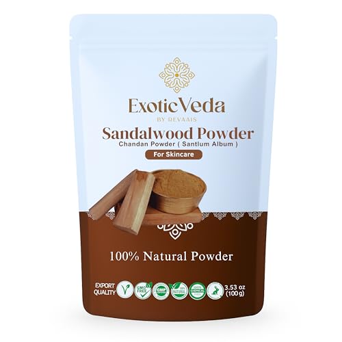 100% Pure Sandalwood Powder (Chandan) ? Ayurvedic Face Pack, Mask & Tilak for Glowing Skin, Natural Cleansing & Soothing Powder, 100 g / 3.52 oz