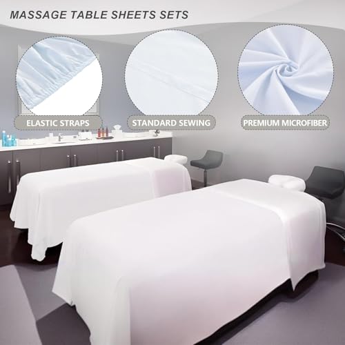 Extra Thick Microfiber Massage Table Sheet Set (4-Pack) - 3-Piece Spa Set