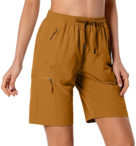 Women's Lightweight Hiking Cargo Shorts Quick Dry Athletic Shorts for Camping Travel Golf with Zipper Pockets Water Resistant