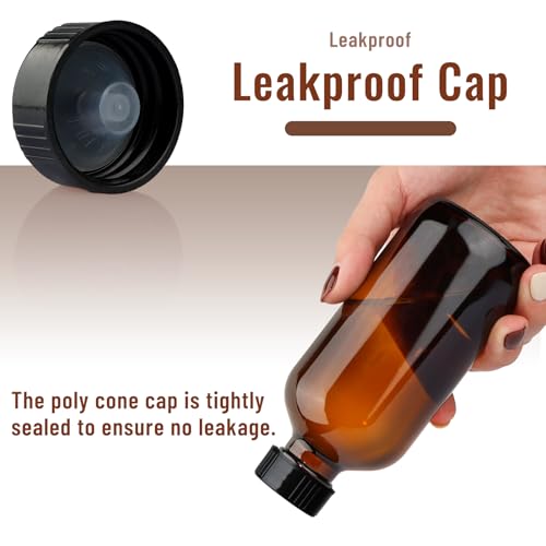 24 Pack 8 oz Amber Glass Bottles with Caps, Labels & Funnels