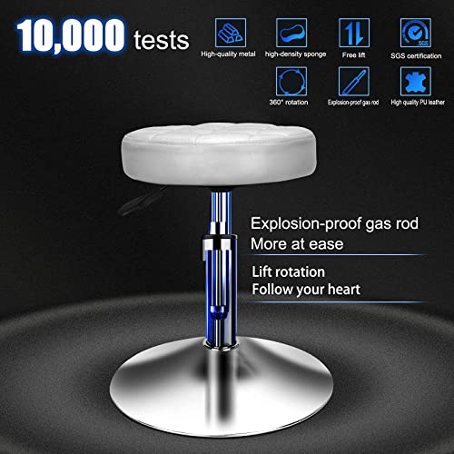 QiCheng&LYS Adjustable Height Sit Stand Round Office Stool Chair for Office Home Kitchen Wheelless Beauty Slip Stool (White)