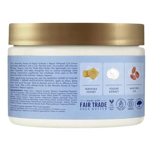 SheaMoisture Hydrate and Repair Moisturizing Curl Cream for Curly Hair Manuka Honey and Yogurt Sulfate Free Curly Hair Cream 11.5 oz