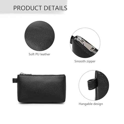 PU Leather Makeup Simple and Convenient Handbag Small Exquisite Storage Bag (Pu/Black)
