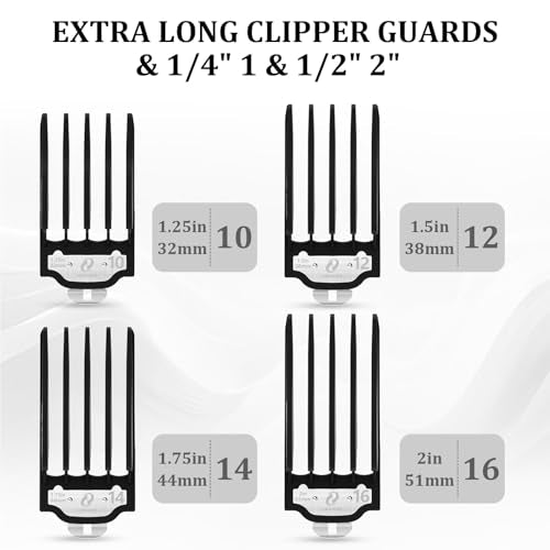 CR8GR8 Hair Clipper Guards Set with Metal Clip - 4 Jumbo Sizes