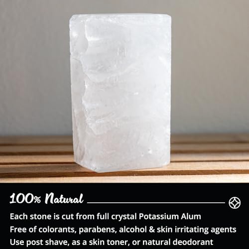 ROYAL SHAVE 100% Natural Alum Block with Travel Case for Men, Skin Soothing Aftershave Stone, Relieves Razor Burn & Heals Accidental Cuts (3.5 oz.) Made in France