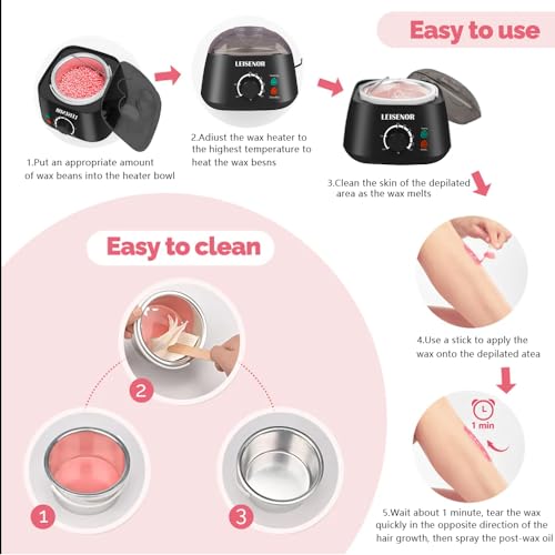 Waxing Kit for Women Men Digital Wax Warmer Hard Wax Kit with 400g Wax Beans for Full Body Brazilian Bikini Armpit Hair Removal Black