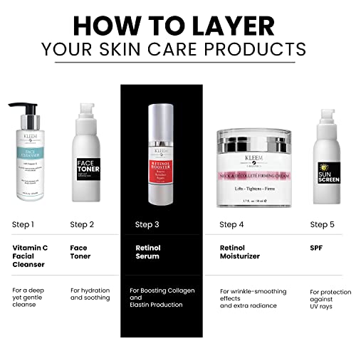 Retinol Serum 2.5% for Face Anti Aging Serum with Hyaluronic Acid to Minimize Wrinkles. Improves Sun Damaged Skin and Fades Dark Spots - Vitamin A Serum - Dermatologist Tested & MADE in USA