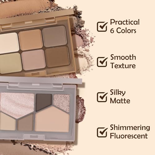 Boobeen 6-Color Nude Eyeshadow Palette - Matte & Shimmer