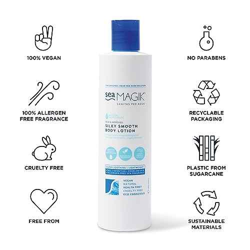 Sea Magik Silky Smooth Body Lotion 10.14oz/ 300ml / Mineral-Rich / Dead Sea Salt and Organic Seaweed/ 100% Vegan/ Sustainable Packaging