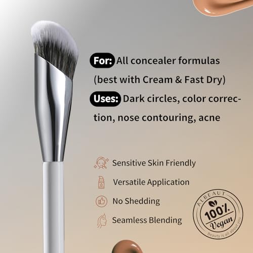 Concealer Makeup Brushes 2-Pack Angled for Liquid & Cream