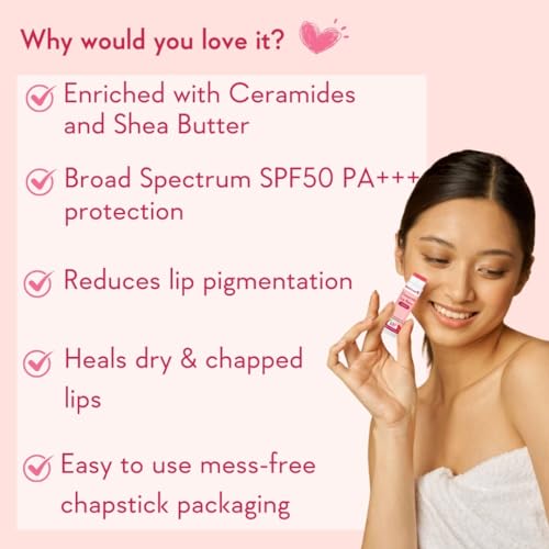 WishCare Tinted Lip Balm with SPF 50 PA+++ ? Enriched with Niacinamide, For Women, 5g