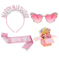Birthday Girl Sash Headband Set - 4 Pieces Party Accessories