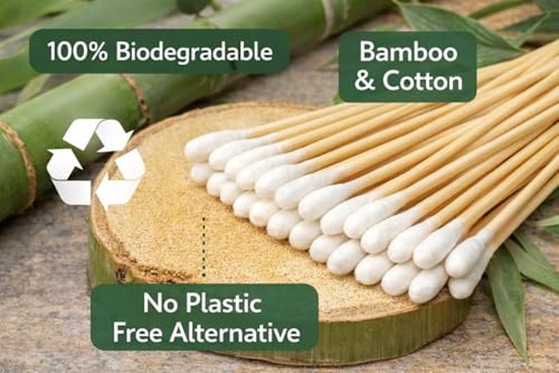 MAHITOI Eco Bamboo Cotton Swabs - 500 Biodegradable Double Tipped