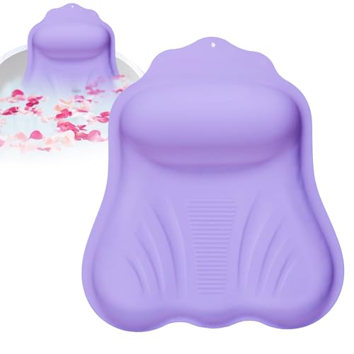 Luxury Silicone Bath Pillow for Tub, New Cloud-Soft 4D Air-Cushion Bathtub Pillow for Head and Neck & Back Support, Strong Suction Cups, Waterproof Quick-Dry Bathtub Headrest (Purple)