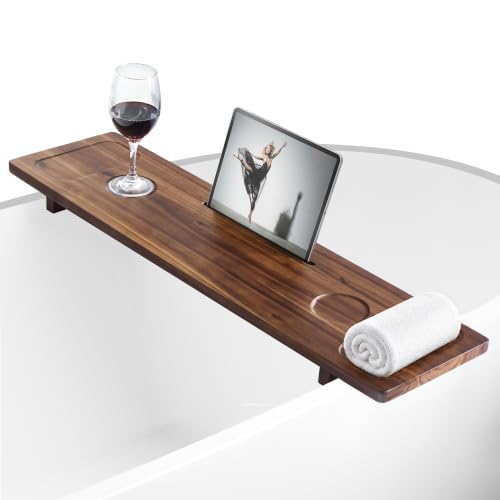 Acacia Wood Bathtub Caddy Tray - 34.6" Adjustable Bath Tray
