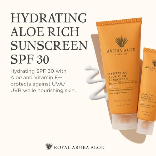 Aruba Aloe Hydrating Aloe Rich Sunscreen SPF 30 - Broad-Spectrum UVA/UVB Sunblock Lotion - Lightweight, Water-Resistant, Non-Greasy Sun Protection for Face and Body - 2 oz