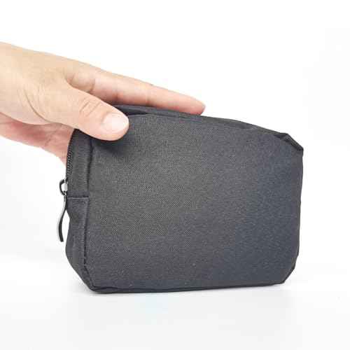 Small Makeup Bag For Purse, 2 Pack Travel Zippered Pouch, Portable Versatile Mini Organizer Toiletry Cosmetic Bag Nylon Electronics Accessories Storage Pouch For Women Men (Black)