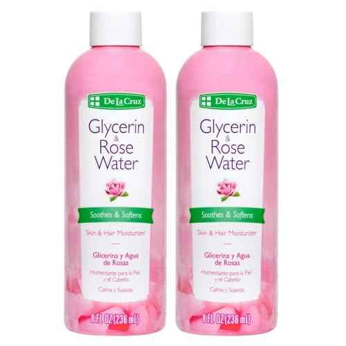 De La Cruz Rose Water and Glycerin for Face - Rosewater Facial Toner and Moisturizer for Skin and Hair 8 fl oz (236 mL) - 2 Bottles