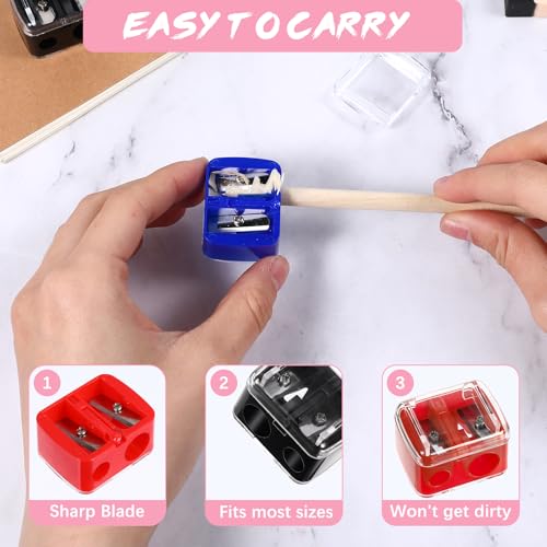 Dual Hole Makeup Pencil Sharpener Set - Precise Lip & Eye Liners, Portable, 5 Pieces