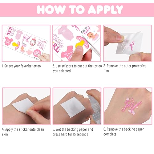 Gender Reveal Temporary Tattoos - 100 PCS Pink Blue