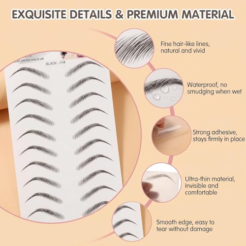 Waterproof Hair-Like Eyebrow Tattoo Stickers - 6 Sheets