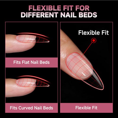 UNA GELLA Medium Stiletto Gel Nail Tips 312Pcs - B0-Medium Stiletto Edition