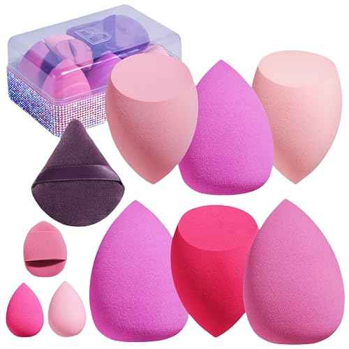 BS-MALL 10 Pcs Premium Makeup Sponges For Foundation - Beauty Blender Sponge Set With Finger & Triangle Puffs For Multi-purpose Use, Travel Essential & Daily Makeup (Diamond)