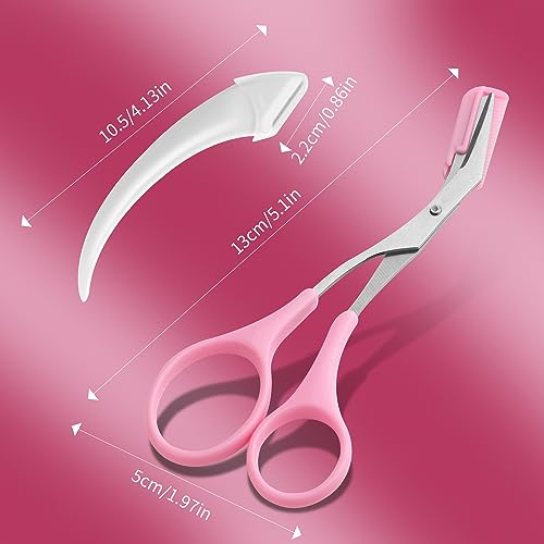 Eyebrow Scissors & Razor Set - Non-Slip Grip, Precision Trimmer with Comb - Black, Pink, Blue