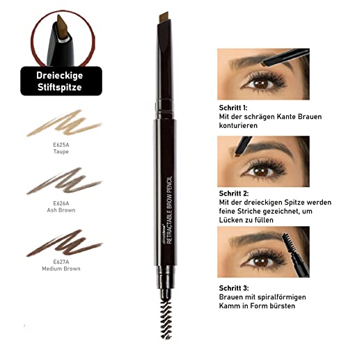 Wet n Wild, Ultimate Brow Retractable Pencil, Triangular and Ultra-precise Pencil Point, Pigmented Color that Perfectly Defines and Shapes Brows, Medium Brown