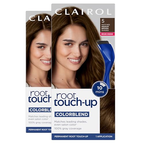 Clairol Root Touch Up Permanent Hair Dye 5 Medium Brown Pack of 2 - Salon-Quality Gray Coverage