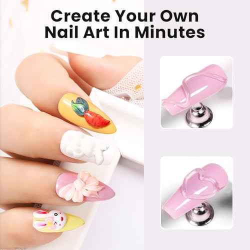 Solid Builder Gel For Nails, Clear, Nail Art for 3D Sculpting Gel Sock Off UV LED with Silicone Mold Salon DIY at Home,16g/0.56oz