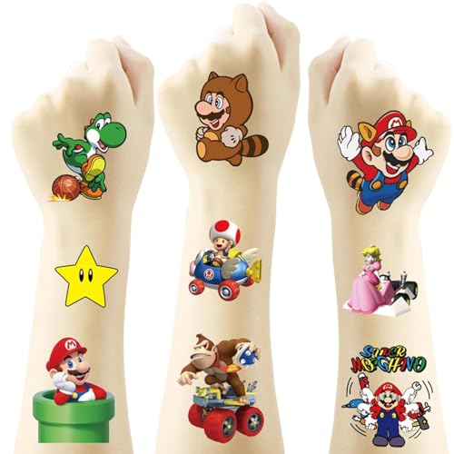 40-Pack Mario Temporary Tattoos for Kids Party Favors