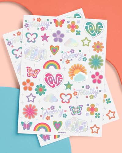 xo, Fetti Groovy Rainbow Temporary Tattoos - 68 Pcs