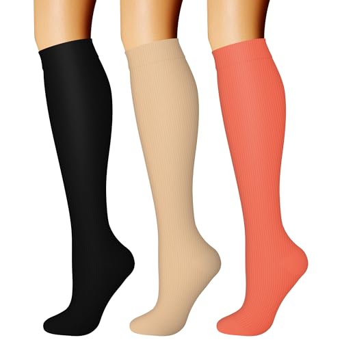 CHARMKING Compression Socks for Women & Men Circulation (3 Pairs) 15-20 mmHg is Best Athletic for Running, Flight Travel, Support, Cycling, Pregnant - Boost Performance, Durability (S/M, Multi 55)