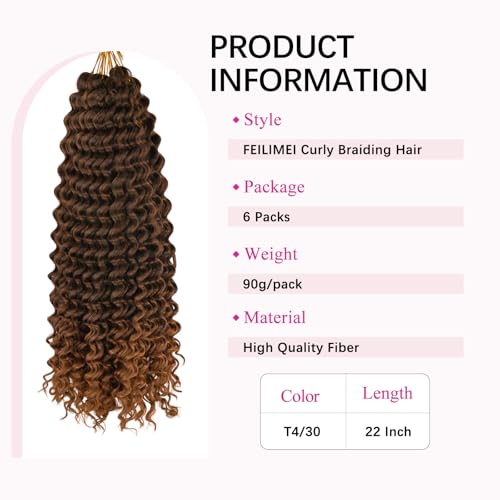 Deep Wave Crochet Hair Extensions - 22 Inch Synthetic Braiding Hair