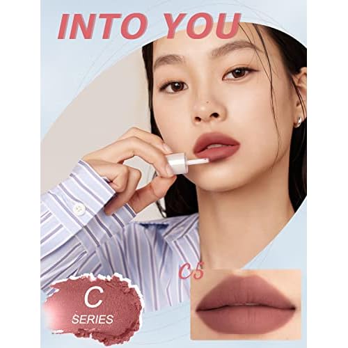 INTO YOU Matte Lipstick, Super Stay Lip Mud for Women, Lip Stain Long Lasting Waterproof, Lip Color Soft Lightweight, Smooth Lip Clay Mousse, Dual-Use For Lips And Cheek, Nude Lipstick (C5)