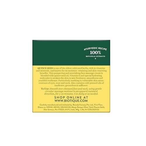Biotique Quince Seed Nourishing Face Massage Cream 50 gm /1.69 Oz I Normal To Dry Skin