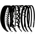 AHONEY 7-Pack Black Headbands with Teeth Non-Slip