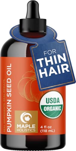 Maple Holistics Organic Pumpkin Seed Oil - 4oz Cold Pressed Hair & Face Oil with USDA Certification - Pure & Unrefined