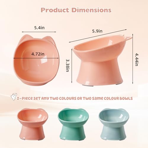 KSIA Elevated Cat Bowls 2 Pack, 15° Tilted Whisker Friendly