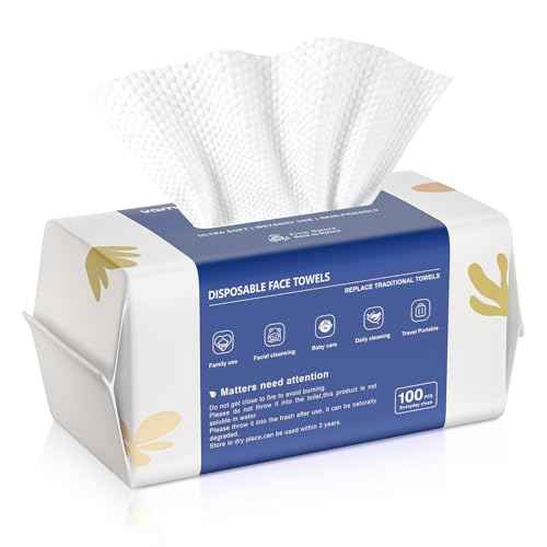 Disposable Face Towels,Biodegradable Ultra Soft Washcloths for Sensitive Skin,Suitable for Facial Cleansing,Skin care and Makeup Removal,Lint-free,Trave,Daily Cleansing,100 Count