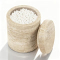 Natural Marble Cotton Swab Holder with Lid, Bathroom Organizer