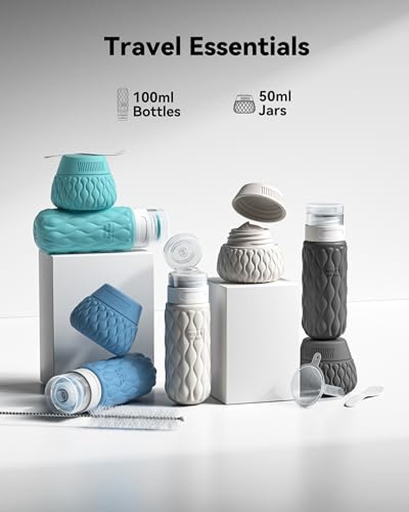 Silicone Travel Bottles Set - 8 Pack Leakproof Containers for Toiletries